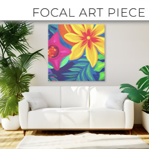 Toile Beau art de peinture à fleurs tropicales