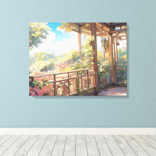 Toile Beau Balcon Vue panoramique Peinture Art (Insitu (Plancher de Bois))