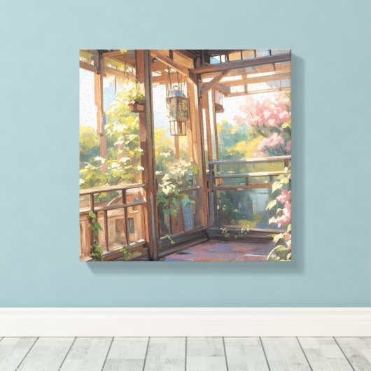 Toile Beau Balcon Vue panoramique Peinture Art (Insitu (Plancher de Bois))