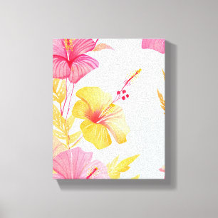 Toile Beau bel Hibiscus Fleur Tropicale Aquarelle