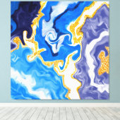 Toile Beau Bleu, Or et Blancs comme Eau (Insitu (Plancher de Bois))