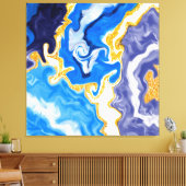 Toile Beau Bleu, Or et Blancs comme Eau (Insitu(Salon))