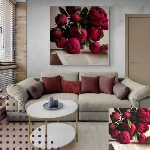 Toile Beau Bouquet de pivoines rouges Floral Digital