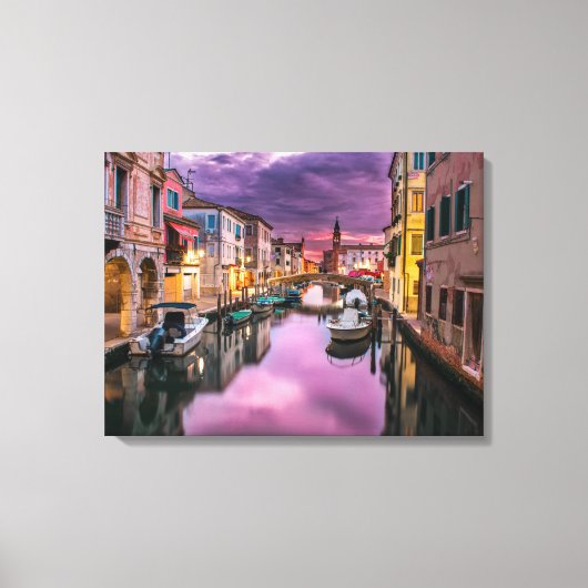 Toile Beau Canal avec Bâtiments & Bateaux (Recto)