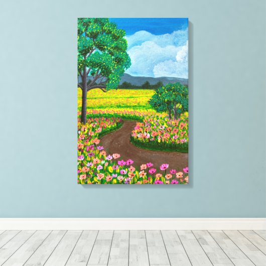 Toile Beau champ de fleurs (Insitu (Plancher de Bois))