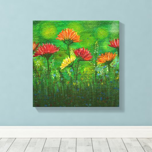 Toile Beau champ de fleurs (Insitu (Plancher de Bois))