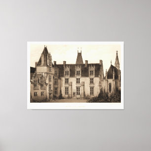 Toile Beau Château français à Sepia Tones