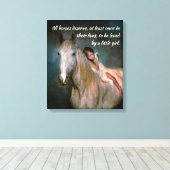 Toile Beau Cheval Blanc et oreiller de petite fille (Insitu (Plancher de Bois))