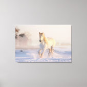 Toile Beau Cheval Blanc Galloping dans la neige (Recto)