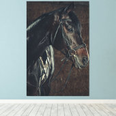 Toile Beau cheval noir Stallion (Insitu (Plancher de Bois))