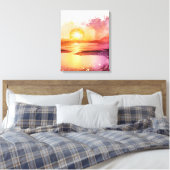 Toile Beau coucher de soleil d'aquarelle de plage (Insitu(Chambre))