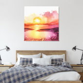 Toile Beau coucher de soleil d'aquarelle de plage (Insitu(Chambre))