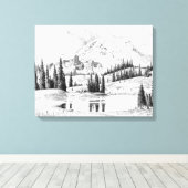 Toile Beau dessin au crayon du Mont Rainier (Insitu (Plancher de Bois))
