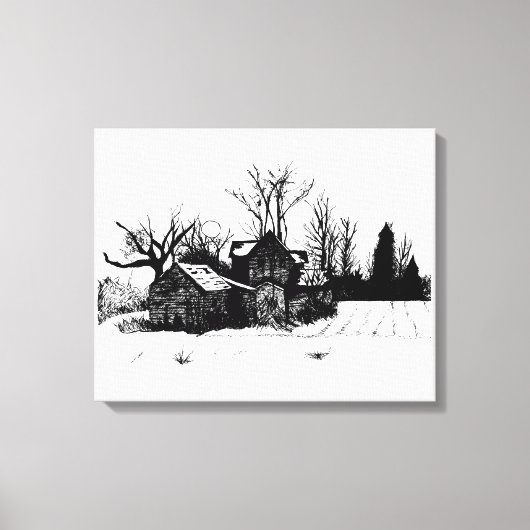 Toile Beau dessin d'encre Farmstead Wrapped Canvas (Recto)