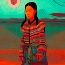Beau Hmong Art "Hmong Village" Imprimer