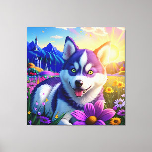 Toile Beau Husky Chien Trois