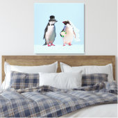 Toile Beau Mariage Penguin Couple sur bleu clair (Insitu(Chambre))