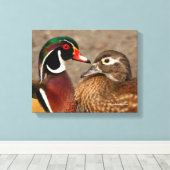 Toile Beau moment de contact entre des canards en bois (Insitu (Plancher de Bois))