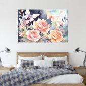 Toile Beau papillon floral aquarelle Art (Insitu(Chambre))