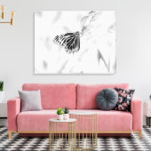 Toile Beau Papillon sur fleur - Noir et Blanc (Insitu(Salon))
