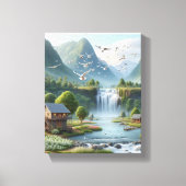Toile Beau paysage rural avec cascade (Recto)