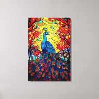 Beau Peacock Vitrail Art de la faune