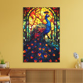 Toile Beau Peacock Vitrail Art de la faune (Insitu(Salon))