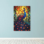 Toile Beau Peacock Vitrail Art de la faune (Insitu (Plancher de Bois))