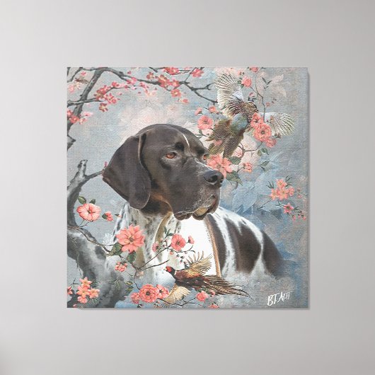 Toile Beau pointeur avec faisans (Recto)