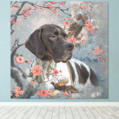 Toile Beau pointeur avec faisans (Insitu (Plancher de Bois))