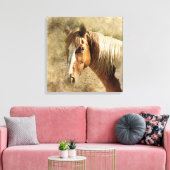 TOILE BEAU PORTRAIT DE CHEVAL. TAN ET CHEVAL BLANC (Insitu(Salon))