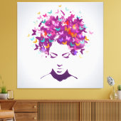 Toile Beau portrait de femme avec cheveux papillon (Insitu(Salon))