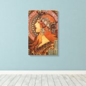 Toile Beau profil femme - Mucha (Insitu (Plancher de Bois))