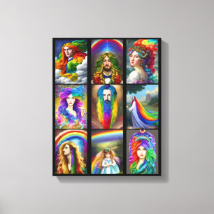 Toile Beau Rainbow Hair People portraits imaginaire