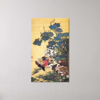 Toile Beau Rooster multicolore et Hen
