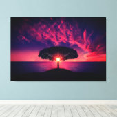 Toile Beau Sunset Tree Silhouette Nature Paysage (Insitu (Plancher de Bois))