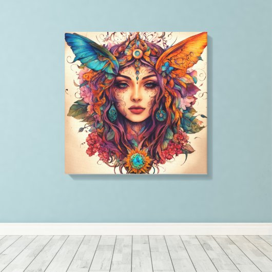 Toile "Beauté Ethérée : Canva Art of a Mesmerizing Face (Insitu (Plancher de Bois))