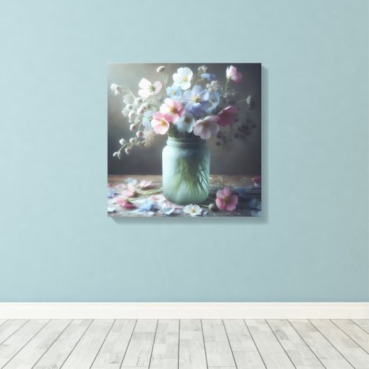 Toile Beauté florissante Un pot plein de fleurs (Insitu (Plancher de Bois))