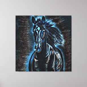 Toile Beauté occidentale Wild Mustang Blue Tones