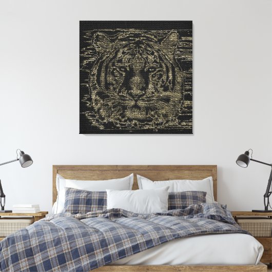 Toile Beaux-arts de tigre sur Burlap Jut rustique #4 (Insitu(Chambre))