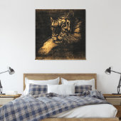 Toile Beaux-arts de tigre sur Burlap Jut rustique #5 (Insitu(Chambre))
