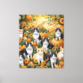 Toile Beaux Chats Et Citrouilles En Automne (Recto)