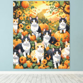 Toile Beaux Chats Et Citrouilles En Automne (Insitu (Plancher de Bois))