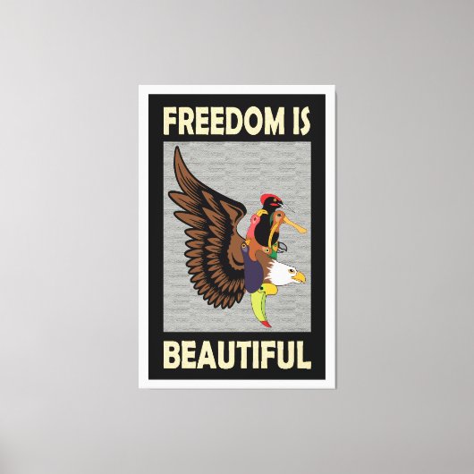 Toile Beaux oiseaux en collection en vol libre (Recto)