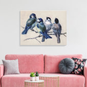 Toile Beaux oiseaux gris bleu sur une aquarelle (Insitu(Salon))