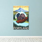 Toile Beaver & Mt Hood - Portland, Oregon (Insitu (Plancher de Bois))