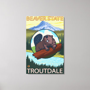 Toile Beaver & Mt Hood - Troutdale, Oregon