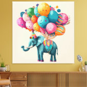 Toile Bébé Aquarelle Eléphant Ballons (Insitu(Salon))