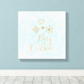 Toile Bébé, c'est froid dehors Snowflakes or sur Blue (Insitu (Plancher de Bois))