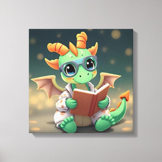 Toile Bébé dragon lisant un livre (Recto)